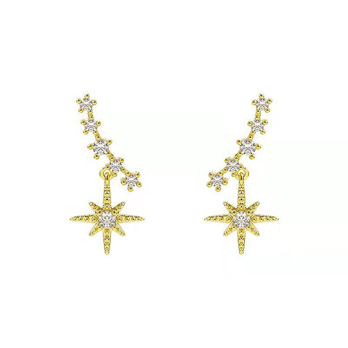 Jewels Galaxy Gold Plated Trending Korean Shuriken and Stars Ear Cuffs Style Drop Earrings (FMYN-ERG-35768) (B0C5RSJ8R5) Amazon Price History, Amazon Price Tracker