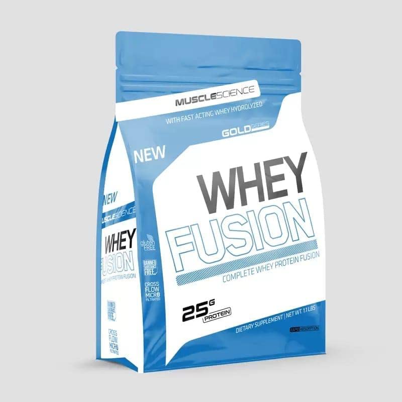 Muscle Science Whey Fusion Hydrolyzed Blend With 25g Protein/Scoop | 5.5 g BCAA | 4.4 g Glutamine, 11.75g EAA | ZERO ADDED SUGAR | Digestive Enzymes | Lean Muscle Protein | Low Carb (KESAR PISTA)
