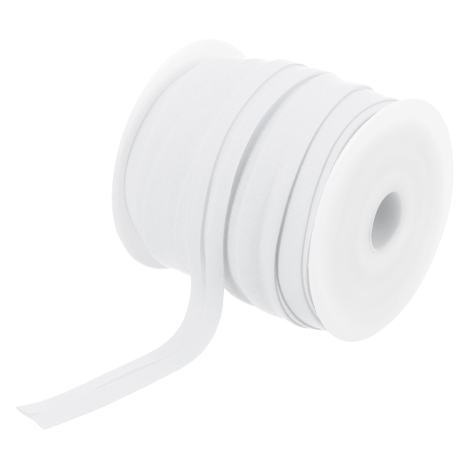 sourcing map 1/2 Inch Single Fold Bias Tape Polyester Continuous Bulk Bias Tape for Sewing, Seaming Quilting Hemming Binding Crafts (White 25 Yards)