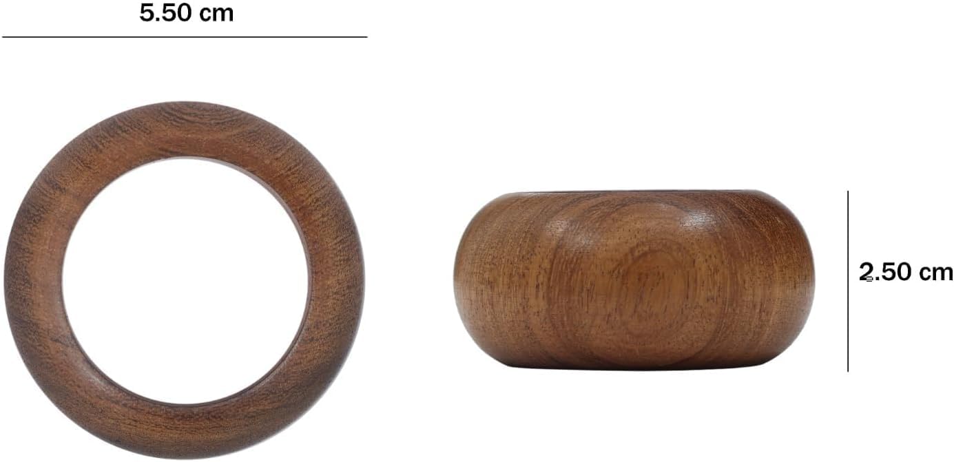 SHAFA IMPEX Handmade Wooden Napkin Ring Made by Artisan Beautifully Crafted and Designed in India Set of 12