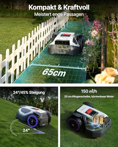 Image of ANTHBOT M9 Robotic Lawnmower with Matching Garage, without Boundary Cable with RTK Navigation and Dual Vision, AI Obstacle Avoidance, for Gardens up to 900 m (max. 1200 m), Lawn Robot with 45%