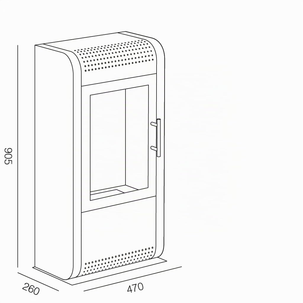 Biocamino da pavimento Ruby modello Giga, 470x260x905 mm (Bianco)