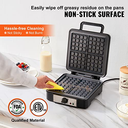 Vevor FXHFBJ-4 SLICES-1200W Waffle Maker 1200W Square Waffle Iron, Non-Stick Waffle Baker Machine thumb #3