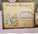 Primitive Rabbit Easter Sign, Antique Easter Decorations Home Wall Art Modern Farmhouse Sign Retro Metal Tin Sign Vintage Sign for Home Coffee Wall Decor 6x8 Inch