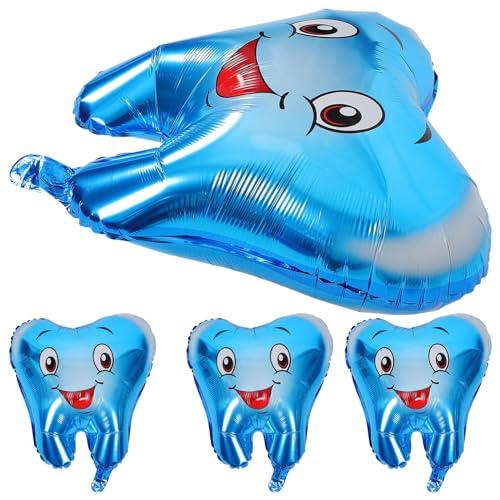 Zerodeko Globos de fiesta de dientes, 4 globos inflables de dientes grandes, globos de aluminio, globos de fiesta de graduación dental, globos de fiesta de graduación para niños y niñas, suministros