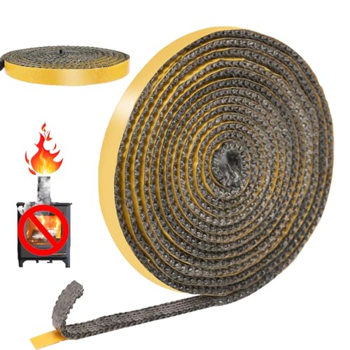 SPOKKI 4m Joint Insert Cheminée Autocollant, Joints Fibre de Verre, Joint de Porte Pour Poele a Bois, Cheminée, Porte Four a Bois, Résistant à la Chaleur 600 Degrés Celsius (3mm x 10mm x 4m)