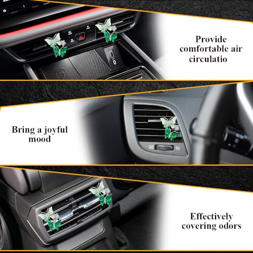 Image of 4PCS Car Air Fresheners Vent Clips, Butterfly Car Accessories, Sparkly Bling Dual Butterfly Auto Air Vent Clips, Automotive Cute Air Conditioning Outlet Decoration Universal for Women Girl