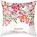 Lieson Fundas de cojín de Navidad, 1 funda de cojín de 40 x 40 cm, diseño de flores, color rosa, rojo, verde, poliéster