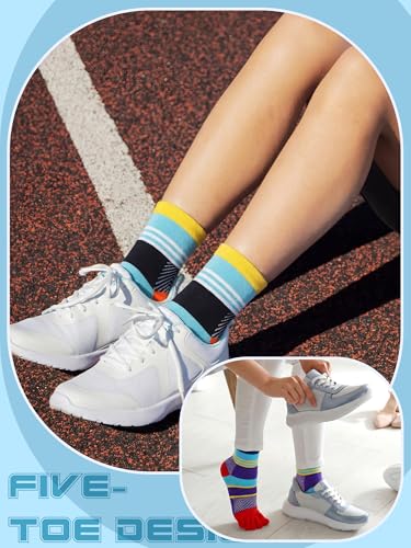 Image of Fourluoo 3 /6 Pairs Women Toe Socks Cotton Breathable Ankle Five Toe Socks for Men Women Athletic Running