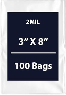 Multiple Sizes Clear Flat Poly Bags, 2Mil 3" X 8" & 100 Bags | Low-Density Polyethylene (LDPE), Flat Open Top Plastic Packaging Packing | Flexible and Durable Plastic Bags