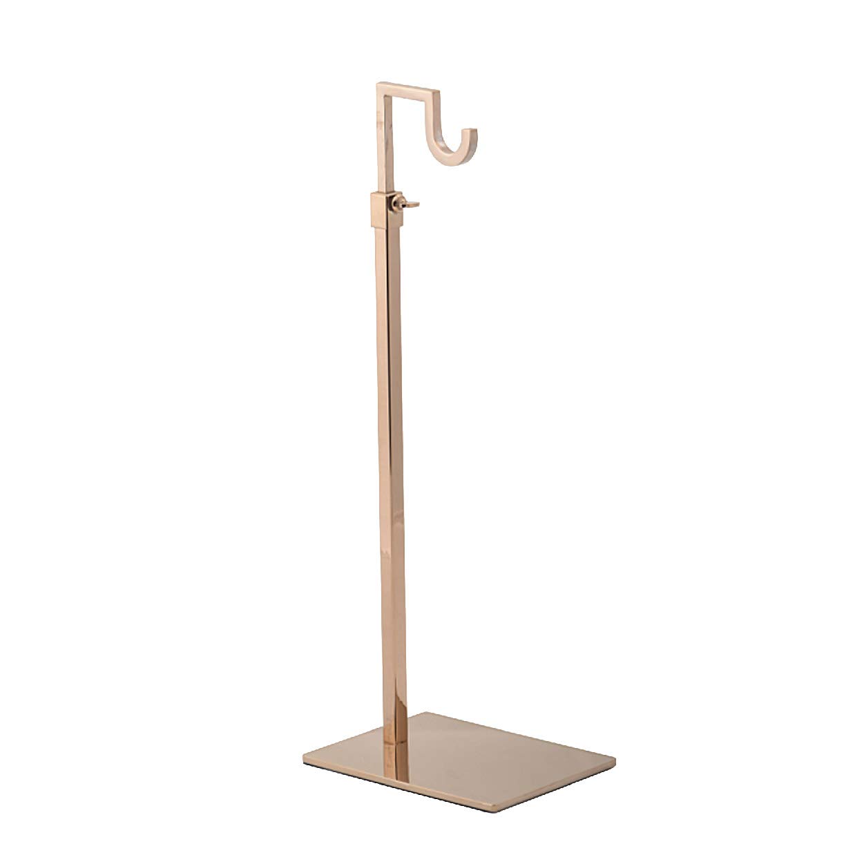 Handbag Stand, Metal, Adjustable Upright 14" to 26"H, Rose Gold Finish (U-Hook)