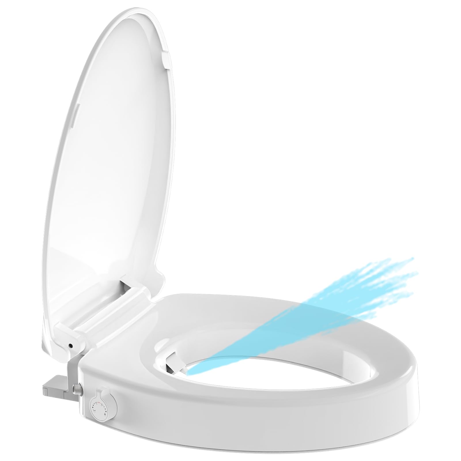Aünsffer Rialzo per sedile WC da 7,4 cm, con funzione bidet, alzata allungata da 47 cm, lavaggio bidet + lavaggio femmina 2 modalità, senza acqua fredda elettrica, per anziani disabili e incinte