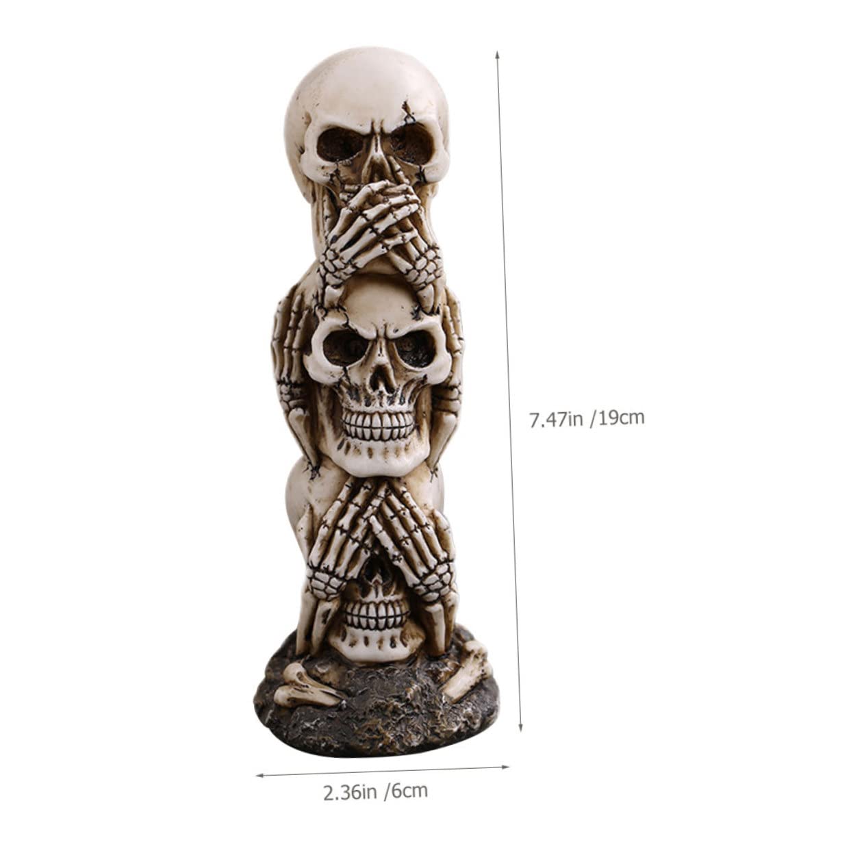 PRETYZOOM 3 Piezas Tres Calaveras Adornos De Casa Fiesta De Halloween Decoración De Escritorio Modelo De Calavera De Halloween Escuchar Ver Hablar No Figuras Malvadas Foto Decoración del