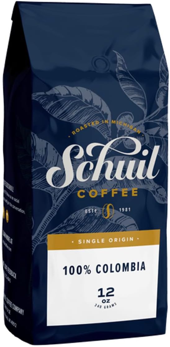 100% Colombian, Schuil Whole Bean Coffee, Fair Trade, Premium Medium Roasted Gourmet Whole Coffee Beans (12 Ounce Bag) - Small Batch Coffee Beans, Smooth and Full Bodied, Medium Roast, Specialty Coffee