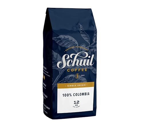 Schuil Café de grano entero, comercio justo, granos de café enteros gourmet de tostado medio premium (100% colombiano, bolsa de 12 onzas) Granos de