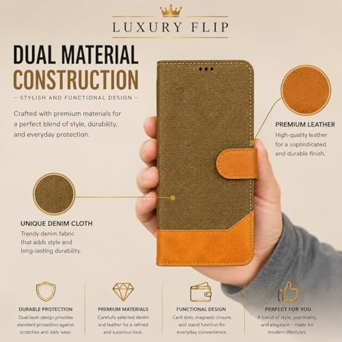 Image of Cover for Vivo T5x 5G / Y51 Pro 5G / iQOO Z11x 5G, Wallet Style, Leather Finish, Magnetic Closure, Inbuilt Stand, Card Pocket (Damin-Brown)