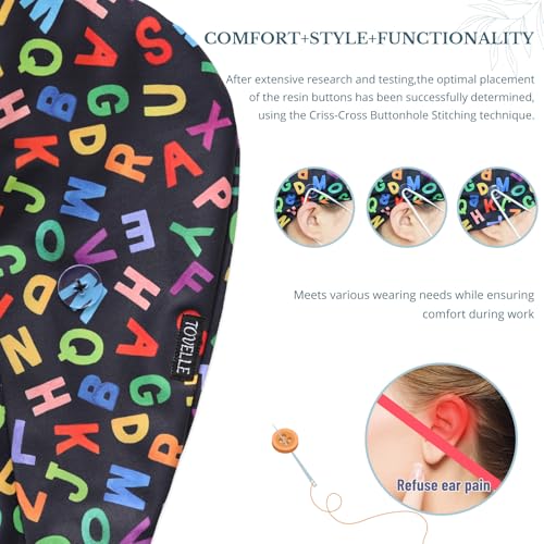 Image of Scrub Caps for Men and Women with Buttons, Classic Surgical Caps | Double-Sided Printed, Adjustable,Long Hours, Sweatbands, Fabric Help Reduce Static Buildup