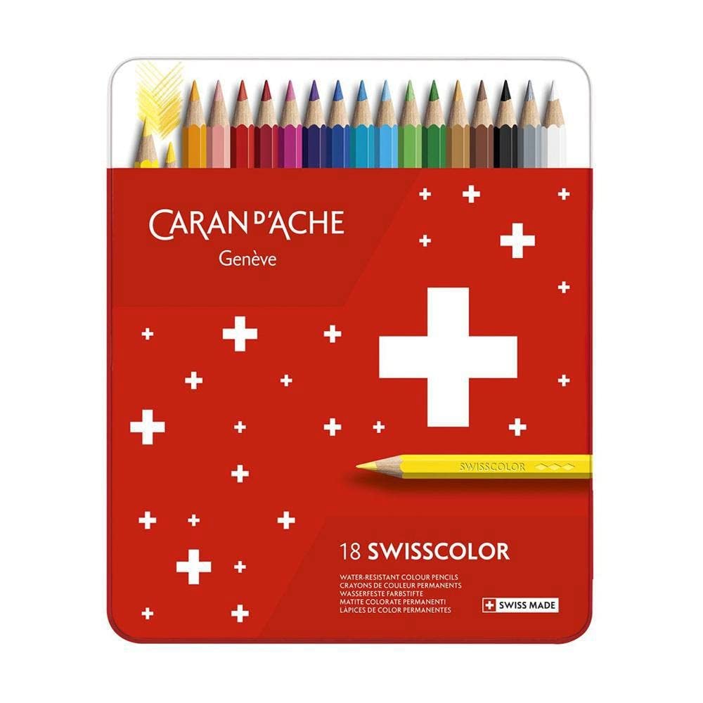 Caran D'Ache Swiscollor - Matite colorate permanenti, 18 colori