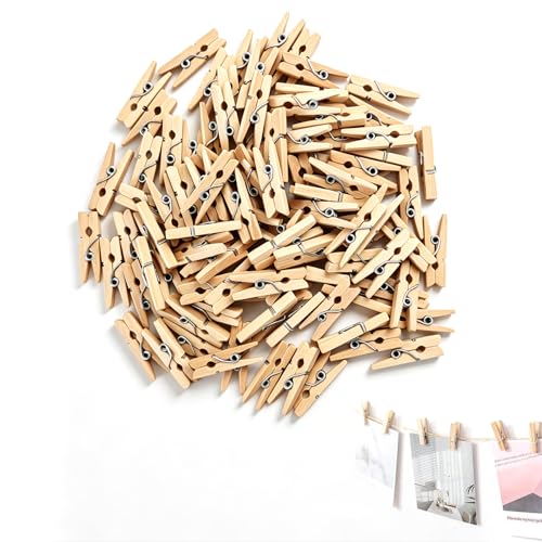 100 Piezas Mini Pinza de Madera, Pinzas Madera Pequeña Postales - Set de Pinzas de Madera Natural para Fotos, Manualidades y Decoración DIY, Resistentes y Versátiles (2.5 cm)