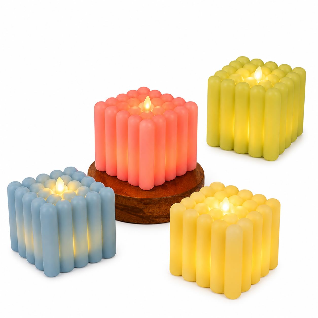 Bubble Cube LED Electric Candles 2 Inch | Pack of 12 | Battery Operated Flameless Decorative Lights-image-45