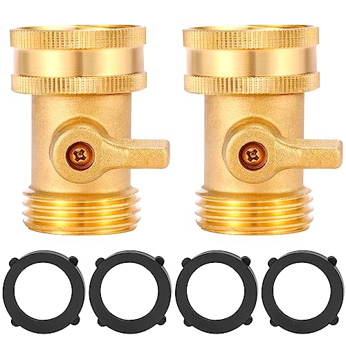 Sanpaint Water Hose Shut Off Valve, 2 Pack Heavy Duty 3/4 Inch Solid Brass Garden Hose Connector