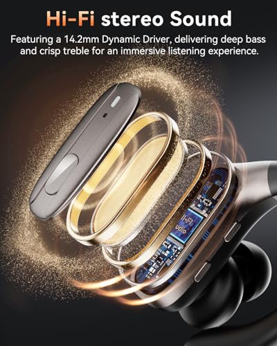 Image of LEEMC Wireless Earbuds, Bluetooth Headphones 5.4, Ear Buds with Hooks for Sports, 80Hr Playtime Earphones, LED Display, IPX7 Waterproof Headset for Workout Running, Taupe