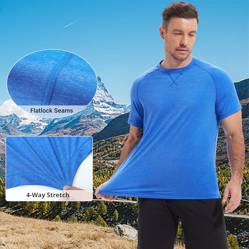 Image of Mens Swim Shirts UPF 50+ Sun Shirts Rash Guard Quick-Dry Fishing T-Shirts