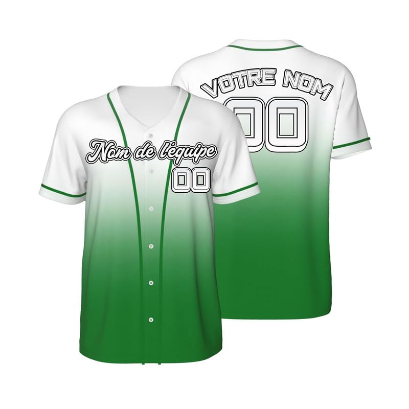 Maillot de Baseball Personnalisé avec Votre Nom, Numéro et Logo S-4XL pour Homme Femme Jeunes
