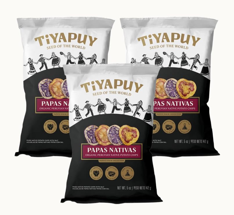 Tiyapuy Peruvian Mix Native Potato Chips - Naturally Gluten Free Oleic High Oil Organic Potato Healthy Snack - 5.6 Oz - 3 PACK