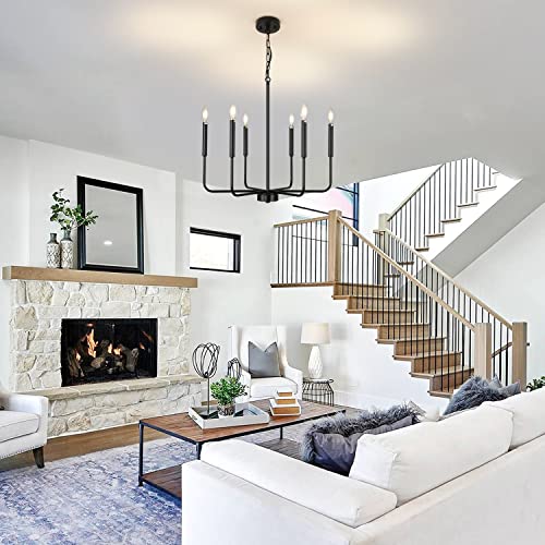 Lampkeduo Black Chandelier Modern Farmhouse Chandeliers For Dining Room 6-Lights Candle Chandeliers Hanging Rustic Metal Matte Black Chandeliers Light Fixtures For Entry Kitchen Island Bedroom thumb #2