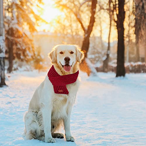 SlowTon Dog Knitted Scarf, 2 Pack Dog Warm Bandanas, Red Red - image 6