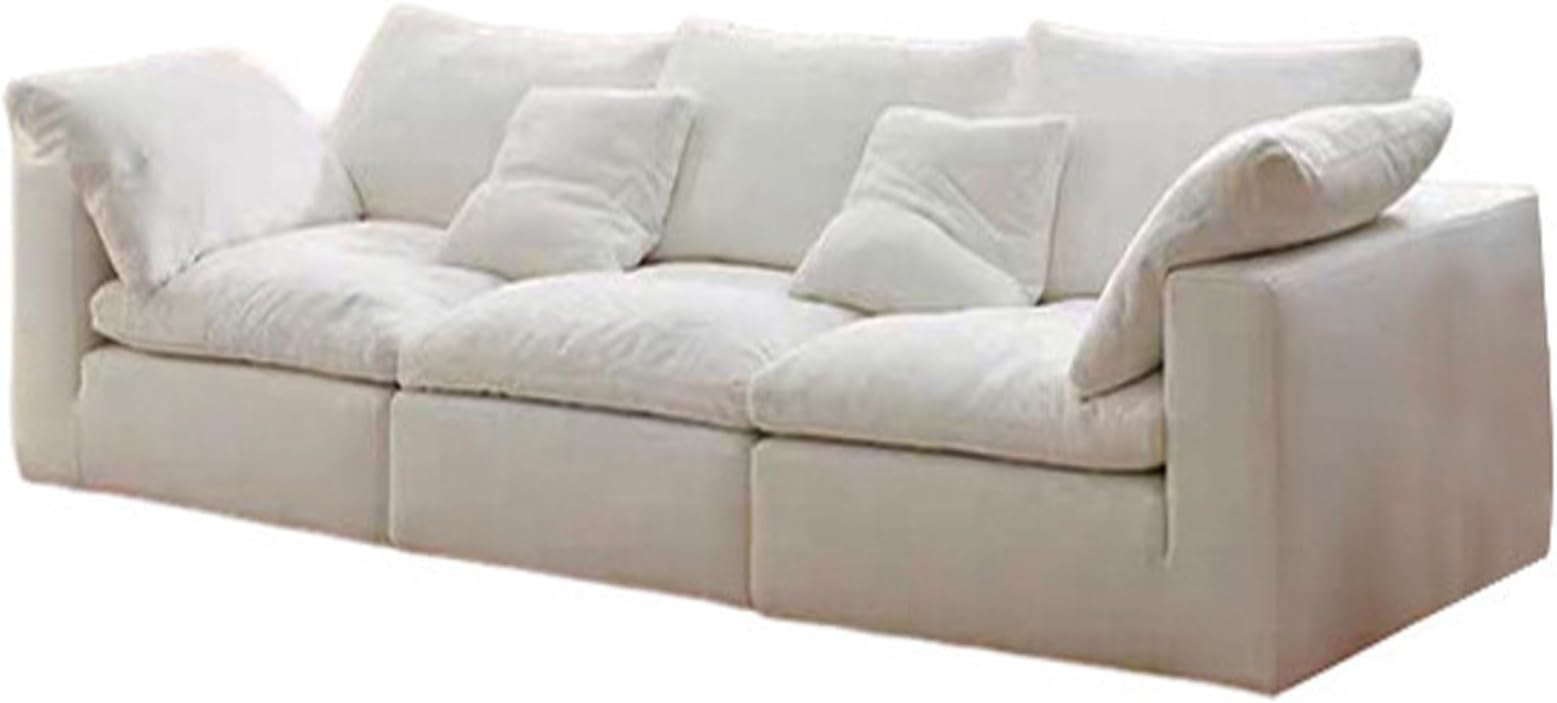 Compressed Sofa, Boneless Couches, Vacuum Packed Sofa, Cotton Linen Fabric Couch, Modular Sectional Sofa, Cloud Boneless Couch With Deep Seat, 3 Packages, For Living Room
