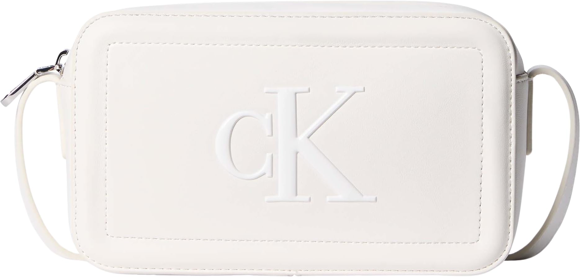 Calvin Klein Women’s Shoulder Bag Bold Camera Bag with Logo, White (White Alyssum), One Size