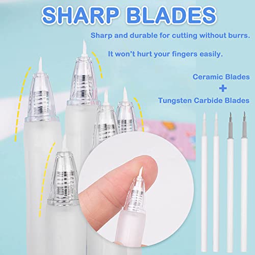 Craft Knife Pens - 5Pcs Hobby Knife Pen Cutter Set, Retractable Push-Type Ceramic Carving Cutting Hobby Knife Tool With 20Pcs Refill Blades For Diy Artwork, Scrapbook, Stencils, Art Drawing #TOP3