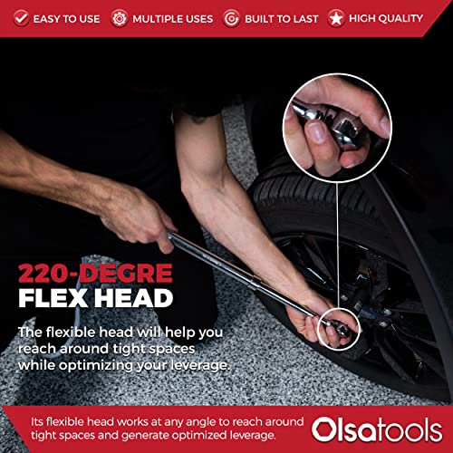 Olsa Tools Extendable Breaker Bar, 1/2Inch Drive, 16" 24" Length