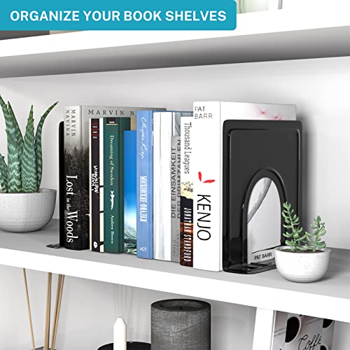 Maxgear Book Ends Heavy Duty Bookends, Universal Book Holder, Bookends For Shelves, Metal Bookend, Non-Skid Book End, Book Stopper For Books/Movies/Cds, 6.5 X 5 X 5.75, Black (3 Pairs/6 Pcs, Large) #TOP7
