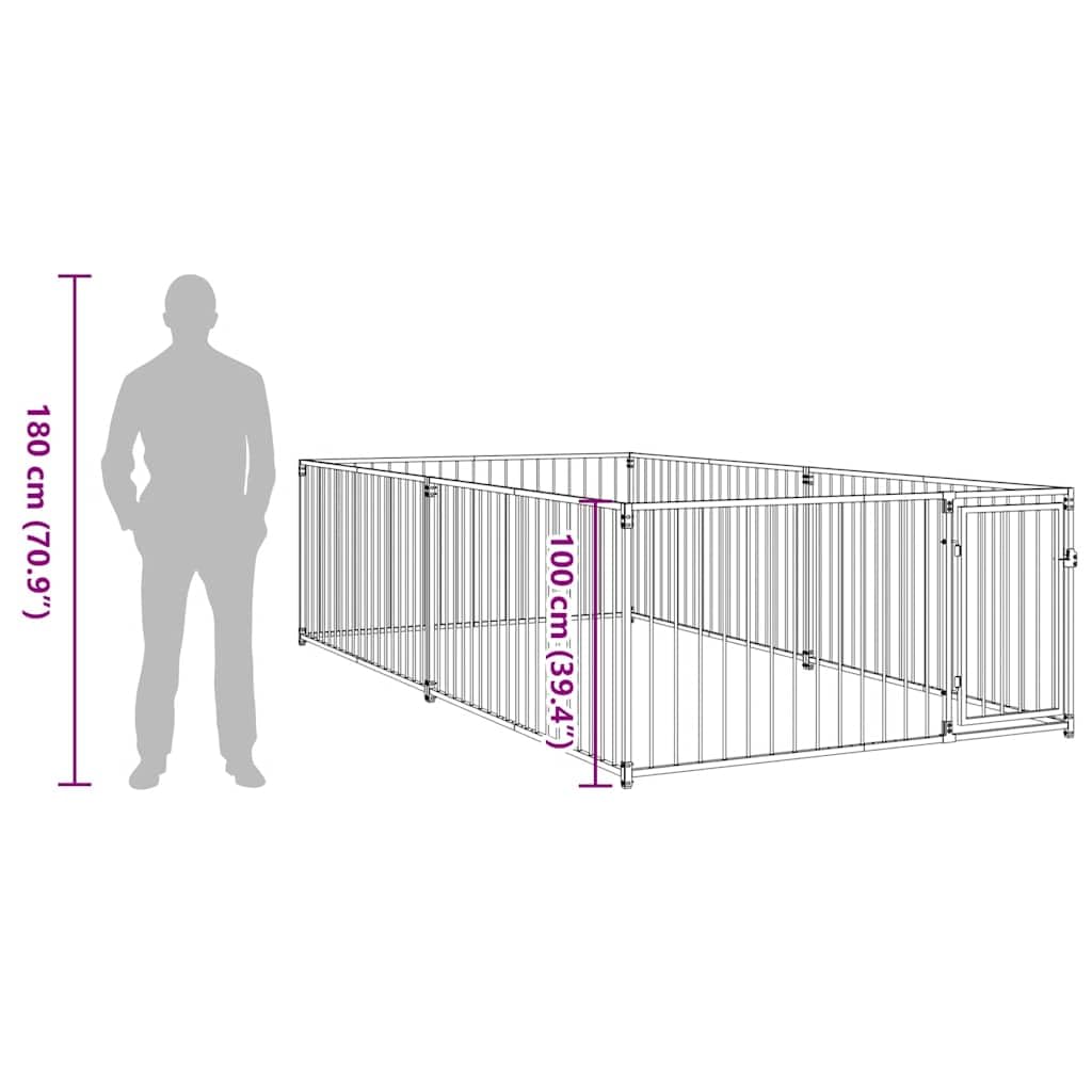 Perrera de acero para exteriores, 200 × 400 × 100 cm, con puerta con cierre para cachorros, perros, jardín, entrenamiento, protección y seguridad en el recinto al aire libre o en interiores