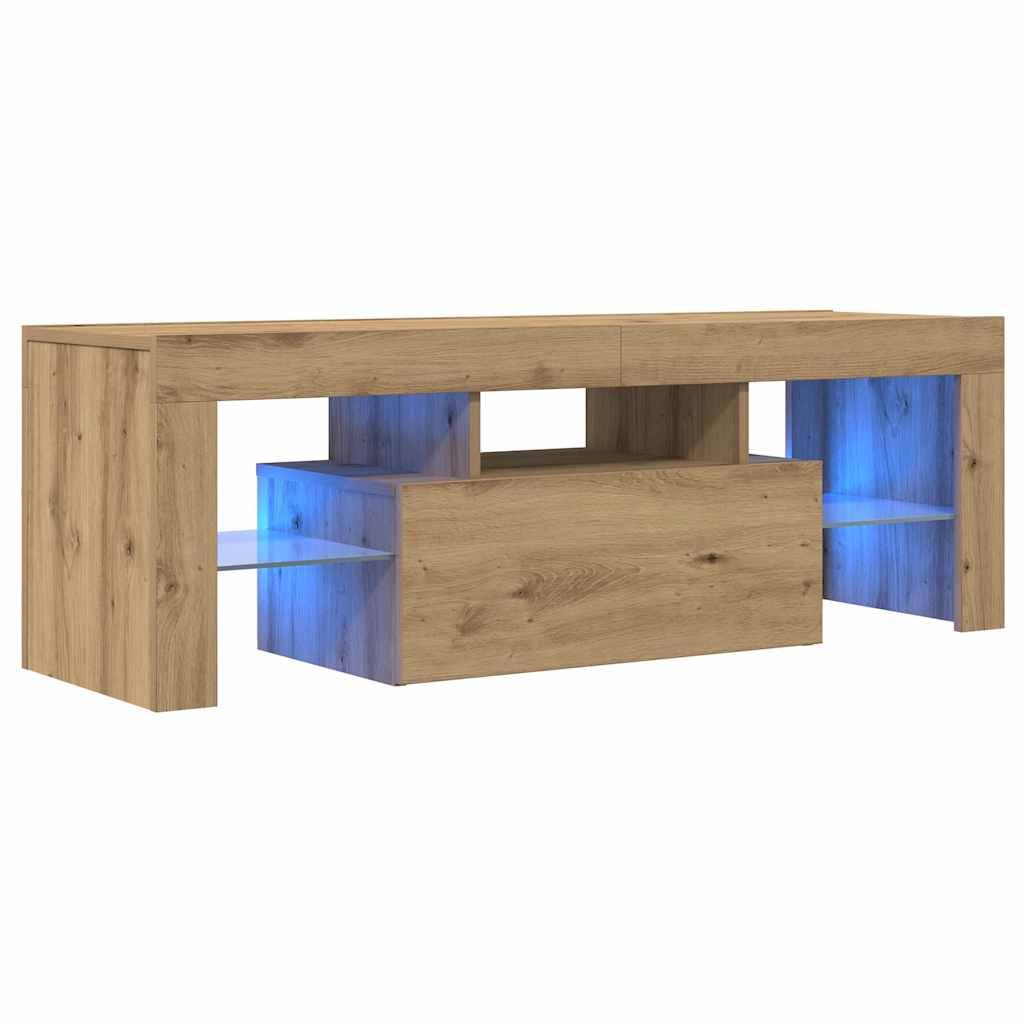 vidaXL TV Cabinet with LED Lights, TV Unit for Living Room, TV Stand with Storage, Entertainment Centre, Modern Style, Artisan Oak Engineered Wood