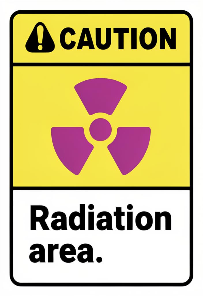 peiyeety Caution Radiation Area Tin Sign 12x8 Inch Metal Warning Plaque, Yellow & Black Industrial Safety Wall Decor for Garage, Workshop, Lab, Man Cave, Home Bar, Novelty Gift