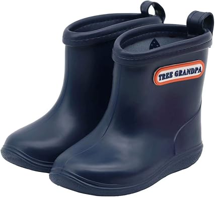 Tree Grandpa Toddler Rain Boots For Boys And Girls Wide Toe Box - Lightweight Flexible Rubber Kids Rain Shoes With Easy-On Handles, Non-Slip Traction Sole, Wipe-Clean Finish, Fun Pink Yellow And Neutral Colors, For Ages 1-3 Outdoor Puddle Play