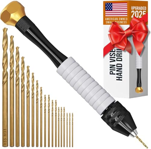 CRAFT911 Pin Vise Hand Drill Manual - Jewelry w/Micro Drill Bits (0.8mm-2.5mm) - Rotary Craft Drill for Jewelry Making, Resin, Wood, Plastic, Miniature, Beads, Clay Etc