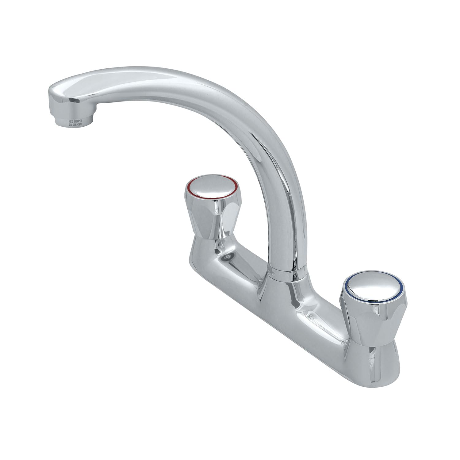 Xcel Home Chrome Express Economy Deck Kitchen Mixer Tap With Dual Twist Handles And Swivel Spout