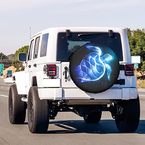 Image of Blue Sea Turtle Pattern Spare Tire Cover Dust-Proof Wheel Tire Cover Fit Trailer, RV, SUV and Many Vehicle 15 Inch