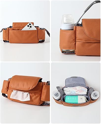 Miniatura 7 de Organizador universal para cochecito, bolsillo frontal para pañuelos, organizador de cochecito con portavasos, bolsa de cochecito, accesorio