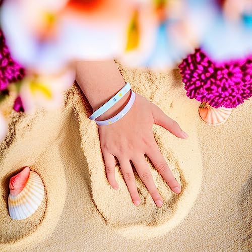 Riwait New Fashionable Macaron Color Silicone Sport Bracelets. Colorful Star Pattern, Best Gift Choice On Any Occasion 2Pcs (Purple & Blue & Pink Gradient) #TOP2