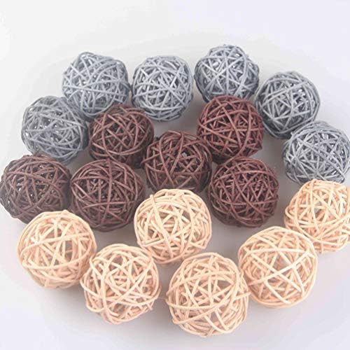 EXCEART 15pcs Rattan Wicker Balls DIY Vase Bowl Filler Ornaments Aroma Dffuser Balls for Wedding Home Hanging Decoration Table Confetti 5cm (Grey)
