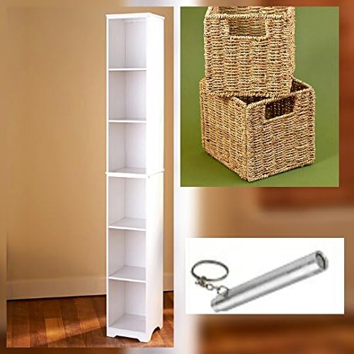 LIC Slim Storage Tower & 2 Seagrass Baskets with Bonus Gift