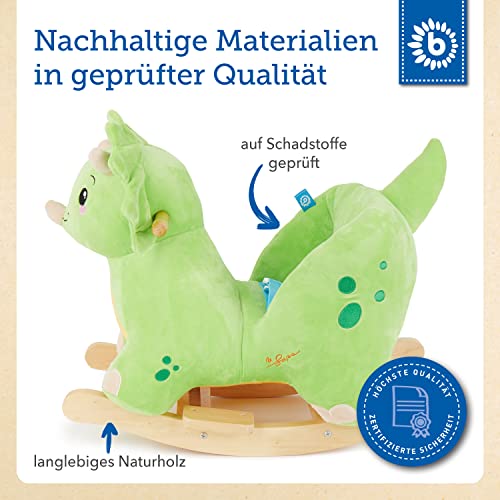 Bieco Plüsch Schaukeltier Dino Woody 60 cm mit Sicherheitsgurt