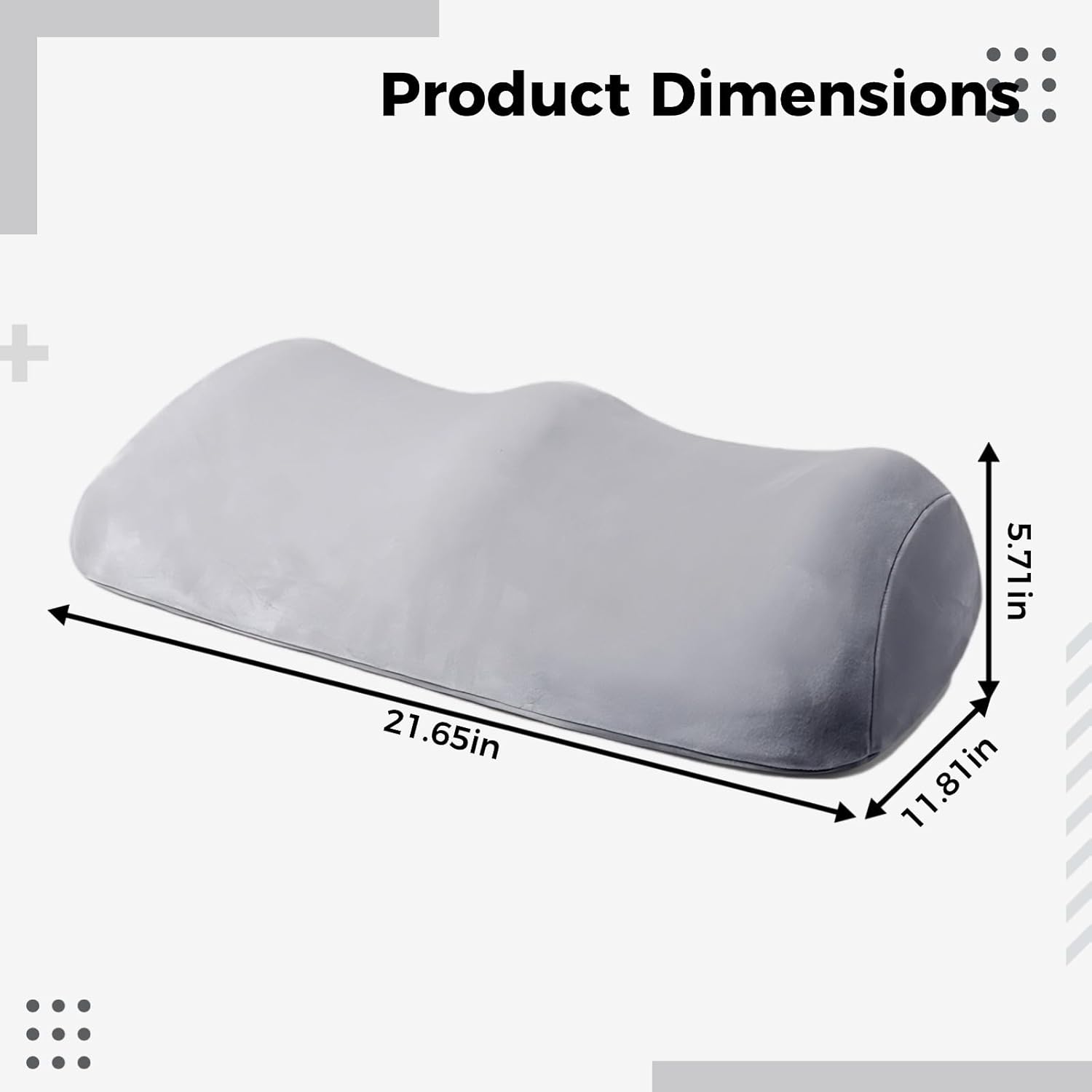 Dual-Leg Separating Wedge Leg Elevation Pillow, 55 Cm X 30 Cm X 14.5 Cm, Varicose Vein Relief, Knee Support, Light Grey