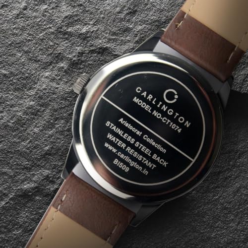 Image of Carlington Aristocrat Series Analog Day & Date Watches for Men with Premium Leather Strap - CT 1074